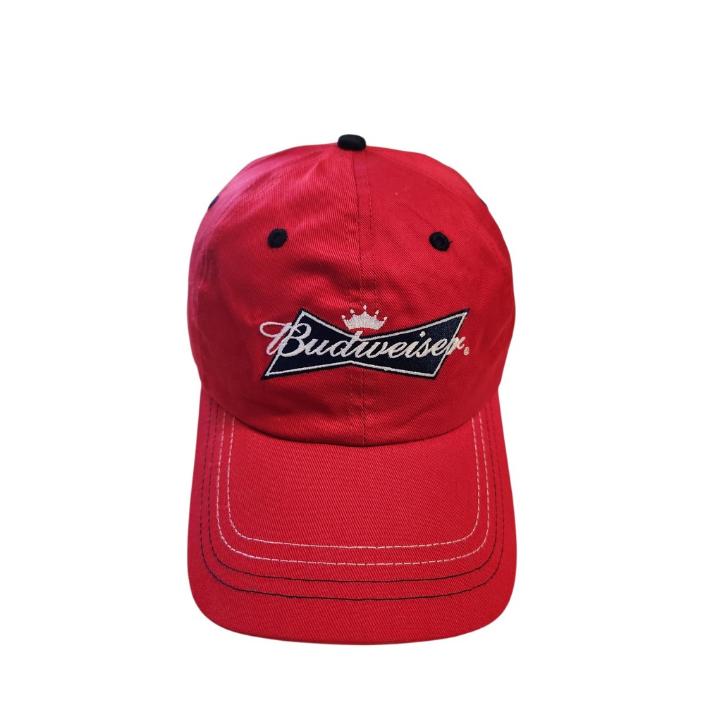 Budweiser Red Baseball Cap Embroidered Logo Adjustable Strap 2005